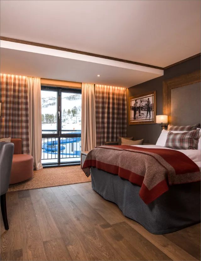 Dobbeltrom med utsikt mot fjellet på Vestlia Resort på Geilo